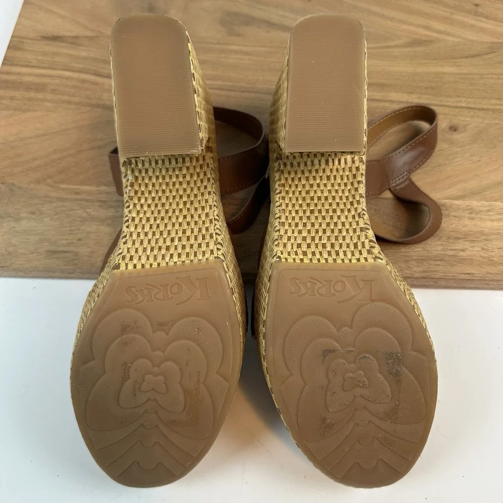 New NWOB Korks Kork-Ease Dee Faux Leather Woven Block Heels Sandals Size‎ 11 M